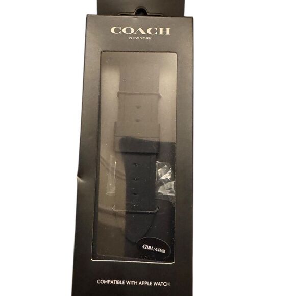 Coach Black Rubber 42/44/45mm Apple Watch Band - Black - Picture 1 of 5